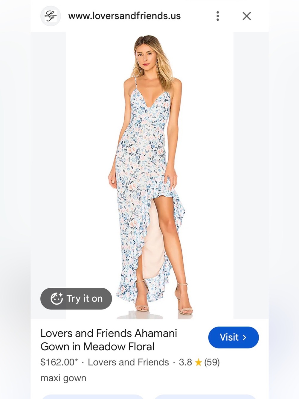 Lovers + Friends Floral Spaghetti-Strap High-Low Maxi Dress - Blue/Pink